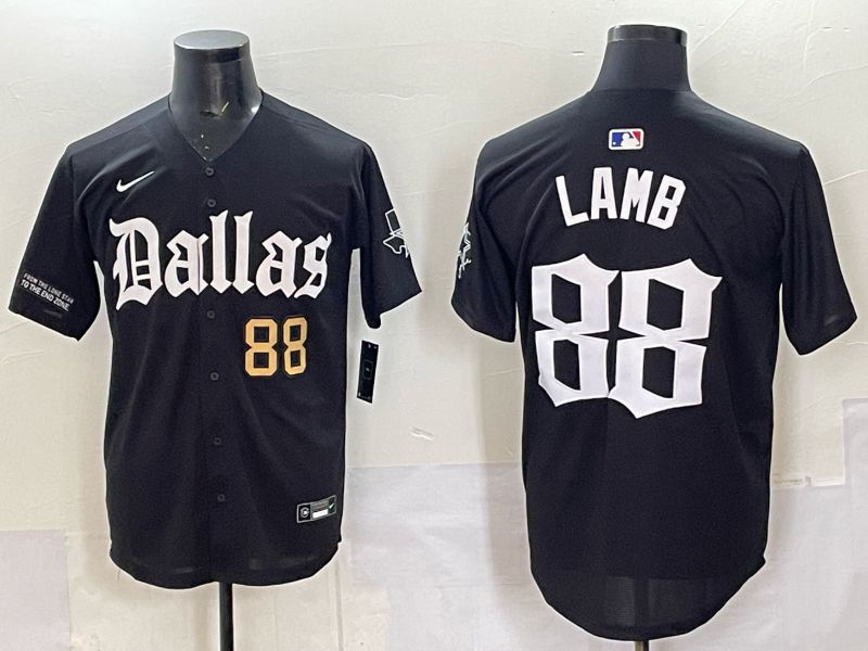 Men 2025 Nike Dallas Cowboys #88 Lamb Black 5th generation Joint Name Limited NFL Jersey 05